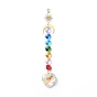 Electroplate Octagon Glass Beaded Pendant Decorations, Suncatchers, Rainbow Maker, with 304 Stainless Steel Split Rings, Clear Faceted Glass Pendants, Round/Teardrop/Heart