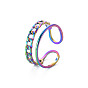 304 Stainless Steel Curb Chain Shape Cuff Ring, Hollow Open Ring for Women