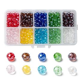 Electroplate Glass Beads, Pearl Luster Plated, Faceted, Rondelle
