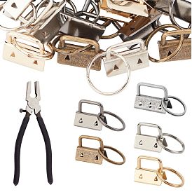 Juegos de hardware de llavero de hierro, con llaveros partidos y pinzas de punta plana de acero, para cordones pulseras de llavero