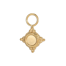 304 Настройки кабошон из нержавеющей стали кулон, чашки безель с краями, ромб, ионное покрытие (ip)