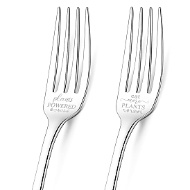 Globleland 1 Set 2Pcs 304 Stainless Steel Fork, Word, with 1Pc Coated Paper Cutlery Storage Box