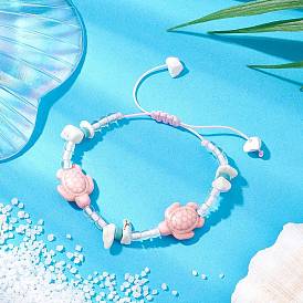 Браслеты из синтетической бирюзы и магнезита с плетением из бусин, морская черепаха, со стеклянными бисеринами