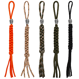 5шт. 5 цвета полипропиленовый парашютный шнур, подвески-украшения для мужчин, с бусинами из сплава черепов для ножей, аксессуаров EDC