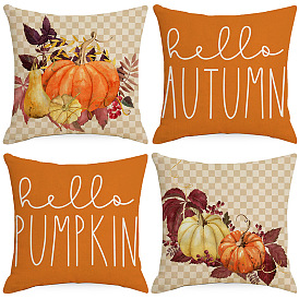 Thanksgiving Pumpkin Linen Throw Pillow Covers Fall Decor Sofa Pillow Covers Living Room Decor Cushions