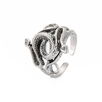 Snake Wrap Alloy Open Cuff Ring, Chunky Wide Ring for Men Women, Cadmium Free & Lead Free