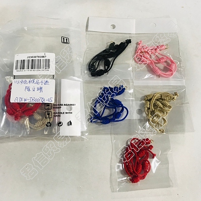 10pcs 5 Farben verstellbare geflochtene Nylonschnur Armbandherstellung, mit offenen Biegeringen aus 304 Edelstahl