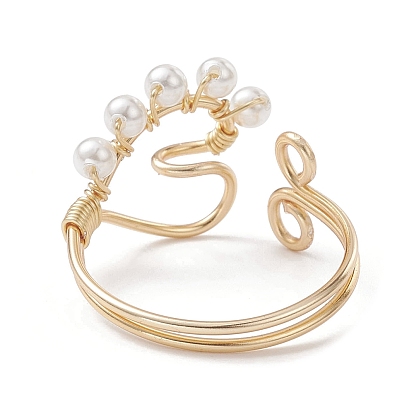 Открытое кольцо с натуральным культивированным пресноводным жемчугом, обернутым медной проволокой, кольцо-манжета в форме сердца для женщин