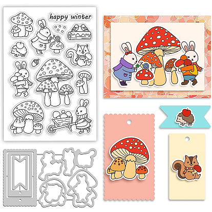 1 Sheet PVC Plastic Stamps, with 1Pc Carbon Steel Cutting Dies Stencils, for DIY Scrapbooking, Photo Album Decorative, Cards Making, Stamp Sheets, Film Frame