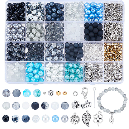 Наборы для поиска ювелирных изделий своими руками, в том числе стеклянные бусины, сплавочная фурнитура, латунное кольцо прыжка, CCB пластиковые шарики