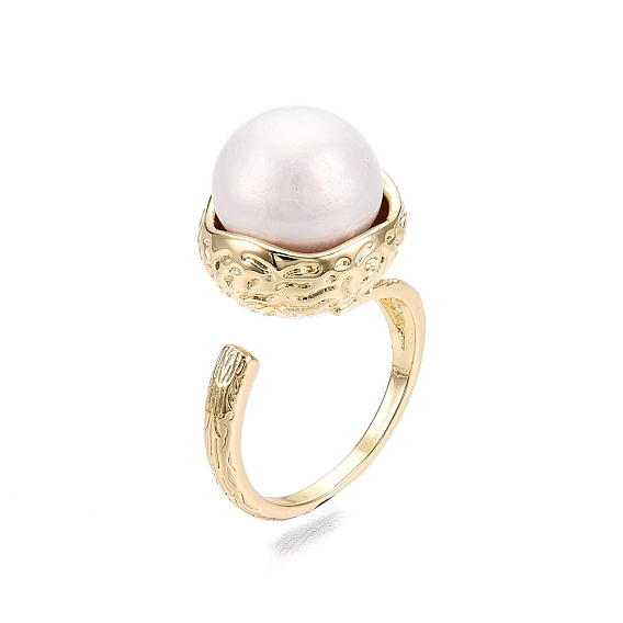 Латунные открытые кольца манжеты, с натуральной жемчужиной