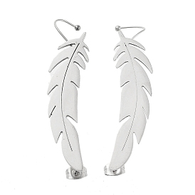 304 Stainless Steel Cuff Earrings for Girl Women Gift, Feather