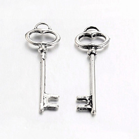 Tibetan Style Pendants, Skeleton Key, Cadmium Free & Lead Free, 40x14x3.5mm, Hole: 4mm