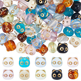 100 шт 10 цвета прозрачные акриловые бусины, кошка, золотой металл обвитыми