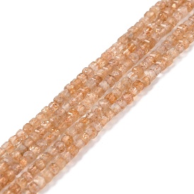 Натуральный Sunstone бисер пряди, граненые, кубические