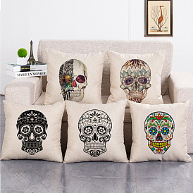 Personalized Skull Printed Linen Pillow Cover Bed Head Back Pillow Office Sofa Cushion Home Pillow