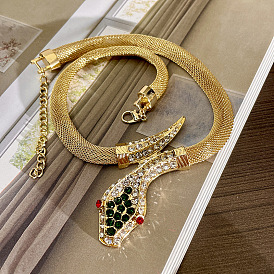 Ожерелья-чокеры из сплава змеи с кристаллами и изумрудными стразами для женщин