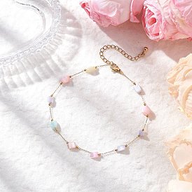 Браслеты на ногу из цепочек из натуральной скорлупы и нержавеющей стали, красочный