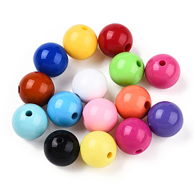 Opaque Acrylic Beads, Round