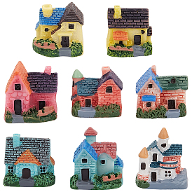 8Pcs 8 Styles Resin House Display Decorations, Moss Micro Landscape Garden Decorations