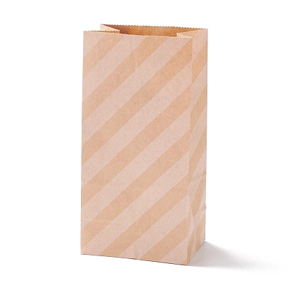 Rectangle Kraft Paper Bags, None Handles, Gift Bags, Stripe Pattern