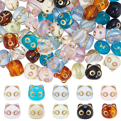 100 шт 10 цвета прозрачные акриловые бусины, кошка, золотой металл обвитыми