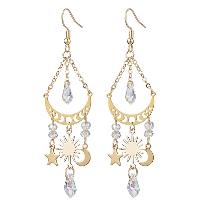 Серьги-люстры из сплава Moon, Star & Sun, стеклянные длинные серьги-капли