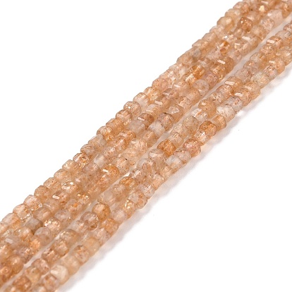 Натуральный Sunstone бисер пряди, граненые, кубические