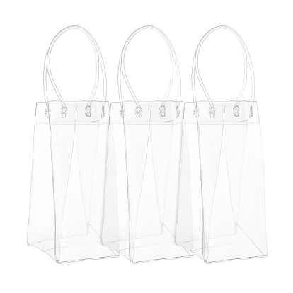 Transparente PVC-Plastiktüte zum Valentinstag mit Griff, Rotwein-Einkaufstasche