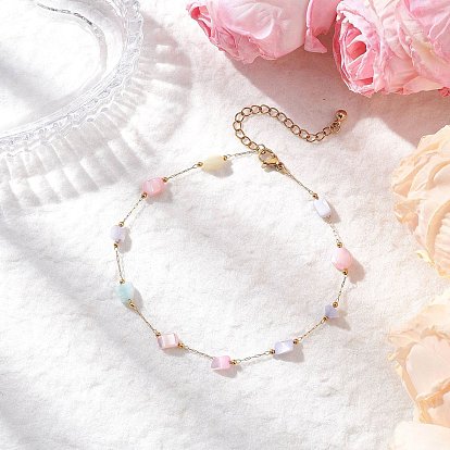 Браслеты на ногу из цепочек из натуральной скорлупы и нержавеющей стали, красочный