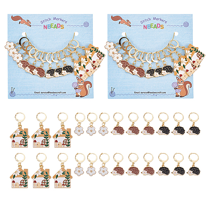 12 маркеры петель с замком в виде ежика, домика и цветка из легированной эмали, золотистый тон 304 маркер стежка с застежкой-карабином из нержавеющей стали