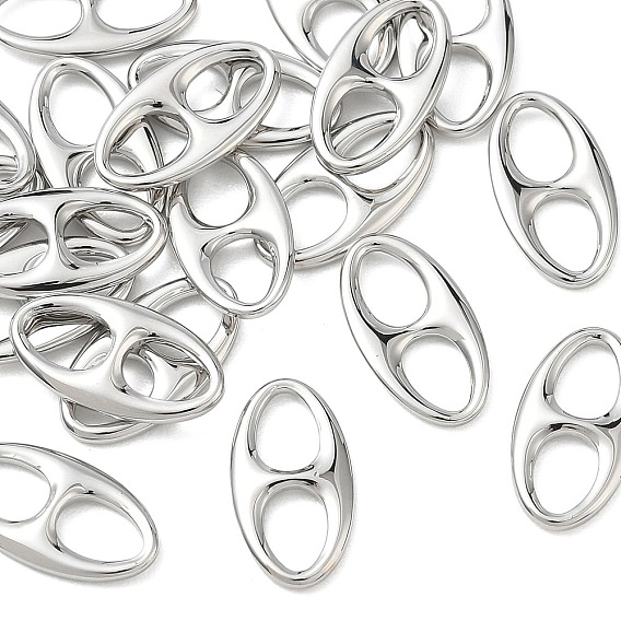 SHEGRACE Brass Connector Charms, Oval Links, Cadmium Free & Lead Free & Nickel Free