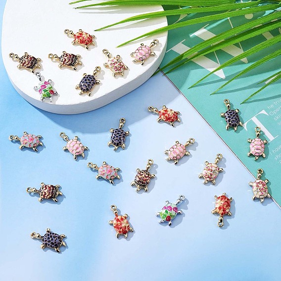 28 Pieces Mixed Colors Turtle Charms Pendant Alloy Turtle Charm Ocean Animal Pendant for Jewelry Necklace Earring Making Crafts