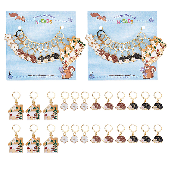 12 маркеры петель с замком в виде ежика, домика и цветка из легированной эмали, золотистый тон 304 маркер стежка с застежкой-карабином из нержавеющей стали