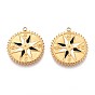 201 подвески из нержавеющей стали, с эмалью, реальный 18 k позолоченный, компас очарование, ионное покрытие (ip)