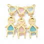 Brass Pendants, with Colorful Glass, Girl & Boy Charms