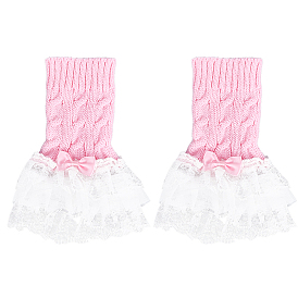 Женские трикотажные манжеты на запястье из хлопка с цветочным кружевом и бантом для свадебной вечеринки