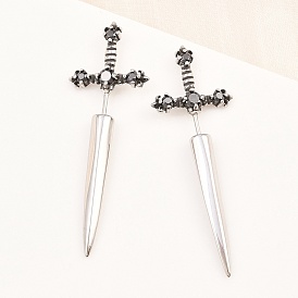316 серьги-гвоздики из хирургической нержавеющей стали, с кубического циркония, меч