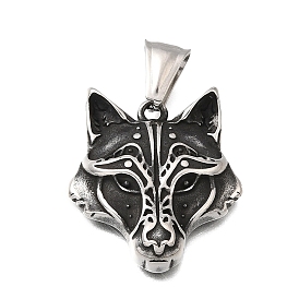 304 подвески из нержавеющей стали, очарование головы лисы