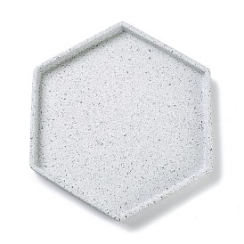 Placa de joyería redonda plana de porcelana hexagonal, soporte de té de bandeja de cerámica, para anillos, almacenamiento de collares y aretes