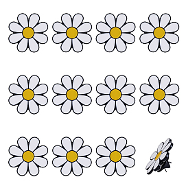 12 шт. эмалевые булавки с белыми ромашками, Задние булавки для рюкзаков из окрашенного сплава