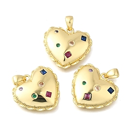 Латунные микро проложить кубического циркония подвески, сердце прелести, стойки покрытие, прочное покрытие, без кадмия и без свинца