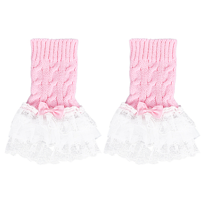 Женские трикотажные манжеты на запястье из хлопка с цветочным кружевом и бантом для свадебной вечеринки