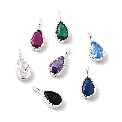 925 Подвески в форме капли из стерлингового серебра с микропаве из кубического циркония, серебряный цвет гальваническим