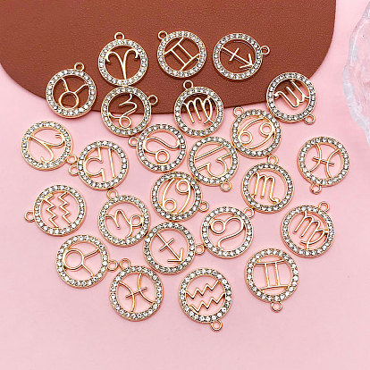 Подвески из хрусталя из цинкового сплава, плоско-круглые, созвездие, золотой свет