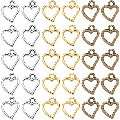 240 шт 3 цвета подвески из сплава в тибетском стиле, полые сердца