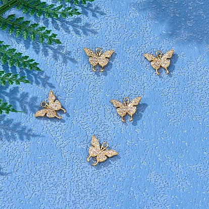 5 Pieces Butterfly Clear Cubic Zirconia Charm Pendant Brass CZ Charm Insect Pendant  Gold Plated for Jewelry Necklace Earring Making Crafts