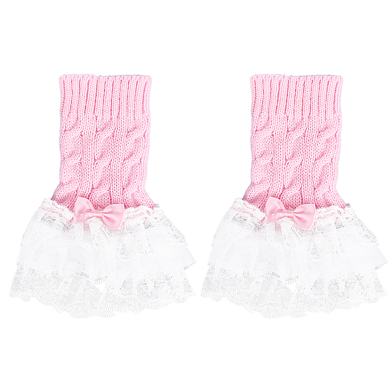 Женские трикотажные манжеты на запястье из хлопка с цветочным кружевом и бантом для свадебной вечеринки