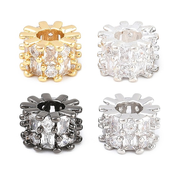 Латунь микропаве прозрачный кубический цирконий европейский бисер, колесо рондель, бусина с большим отверстием, долговечный, стойки покрытие, без свинца и без кадмия