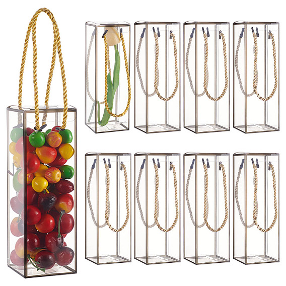 Transparent PET Plastic Gift Box, with Polyester Cord, Rectangle